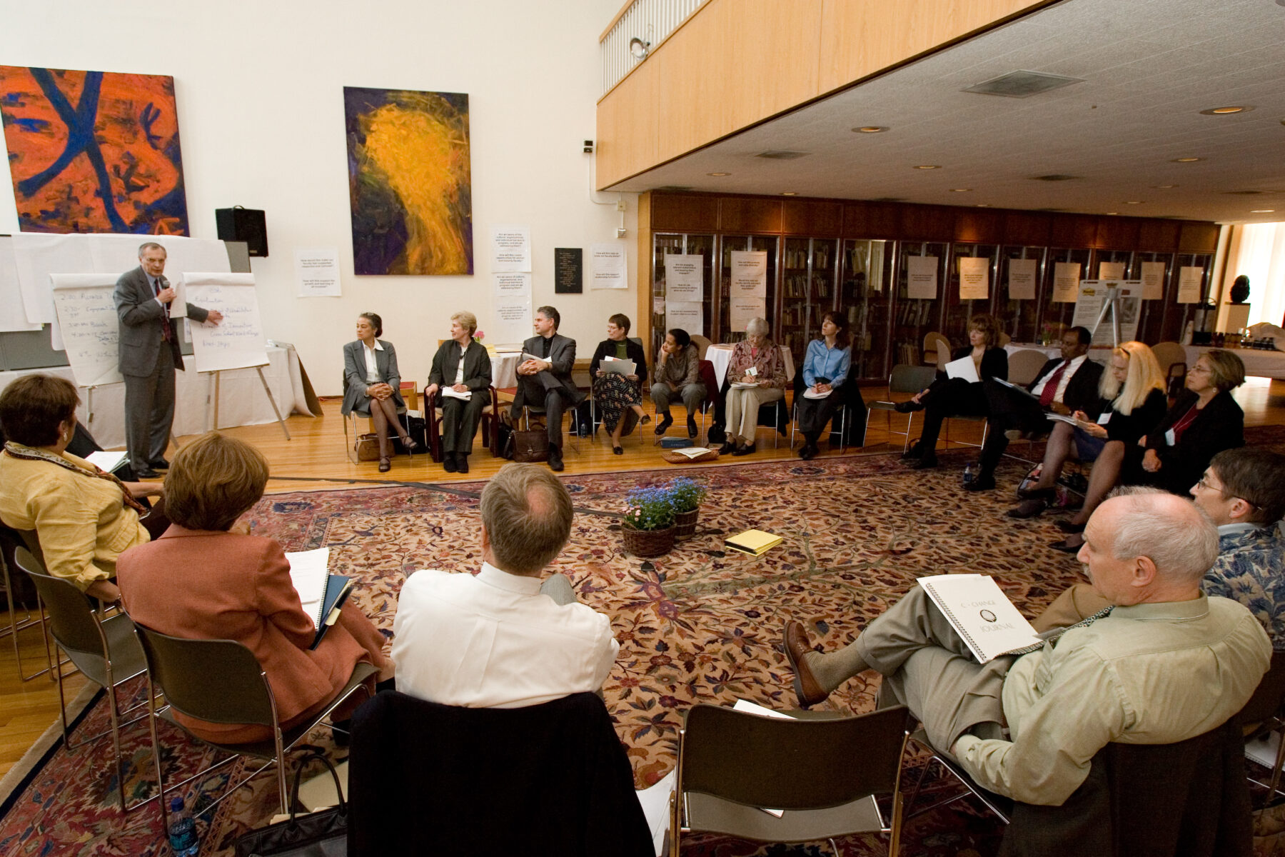 People talking in a circle